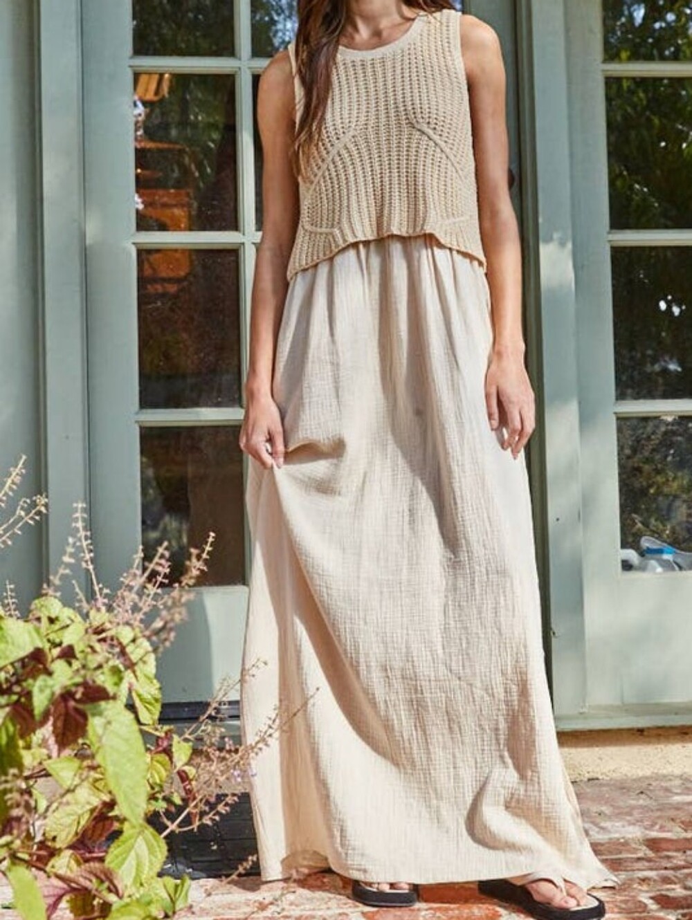 By Together Sleeveless Cream Maxi Skirt — Relaxed Summer Silhouette